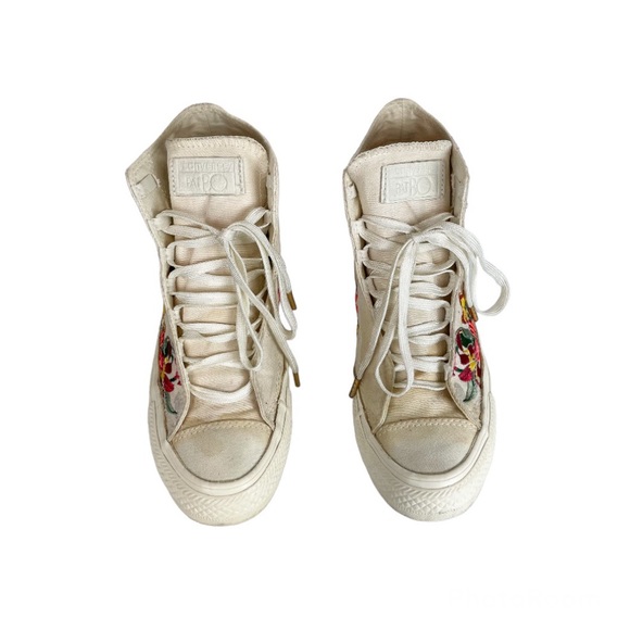 Converse X PatBo Floral High Top Sneakers Sz 5 Lace Up Embroidered - Picture 2 of 11